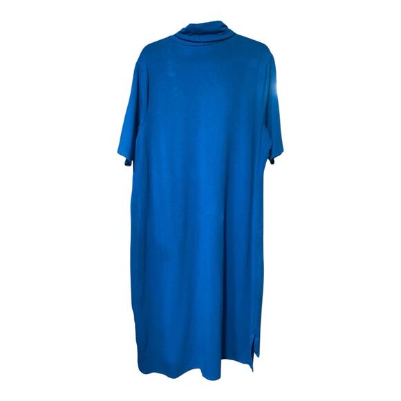 H By Halston Short Sleeve Teal Swing High Low Dress Stretch Comfort Size XXL - Picture 2 of 6